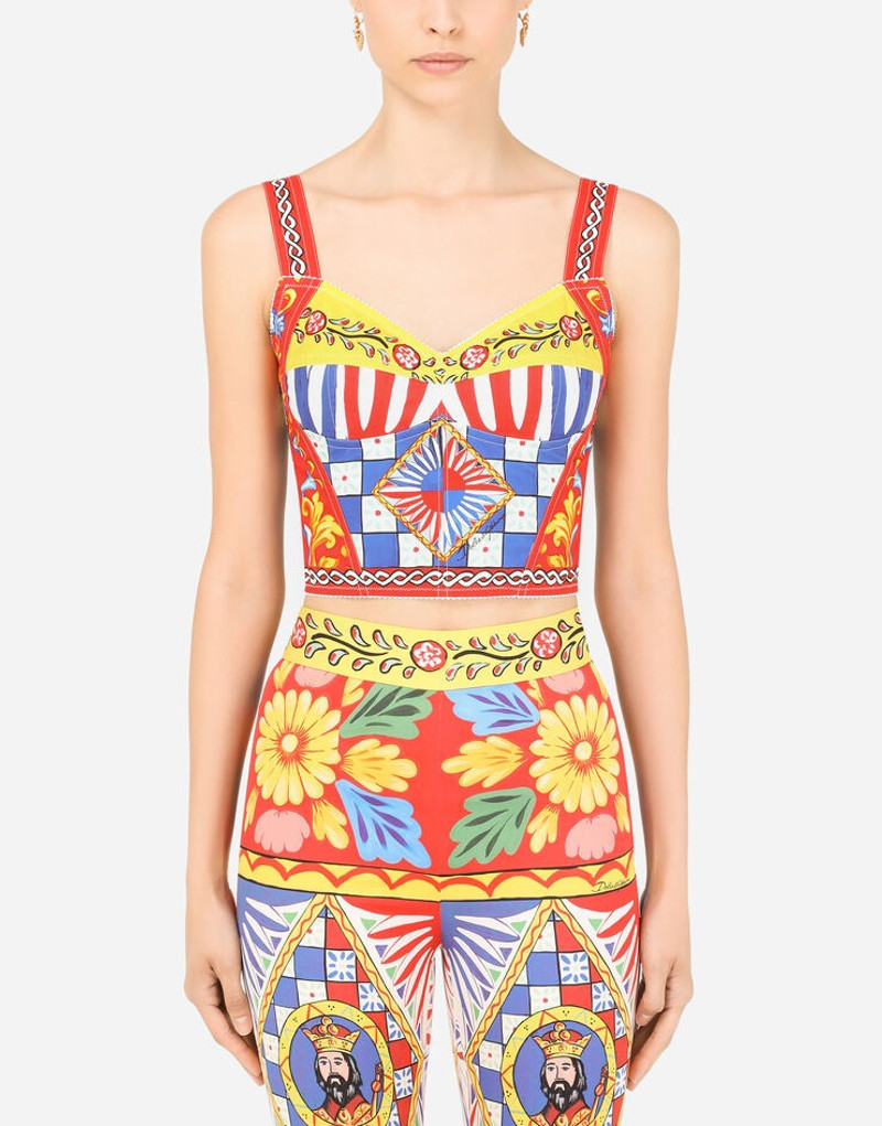 Carretto-print charmeuse bustier top 1
