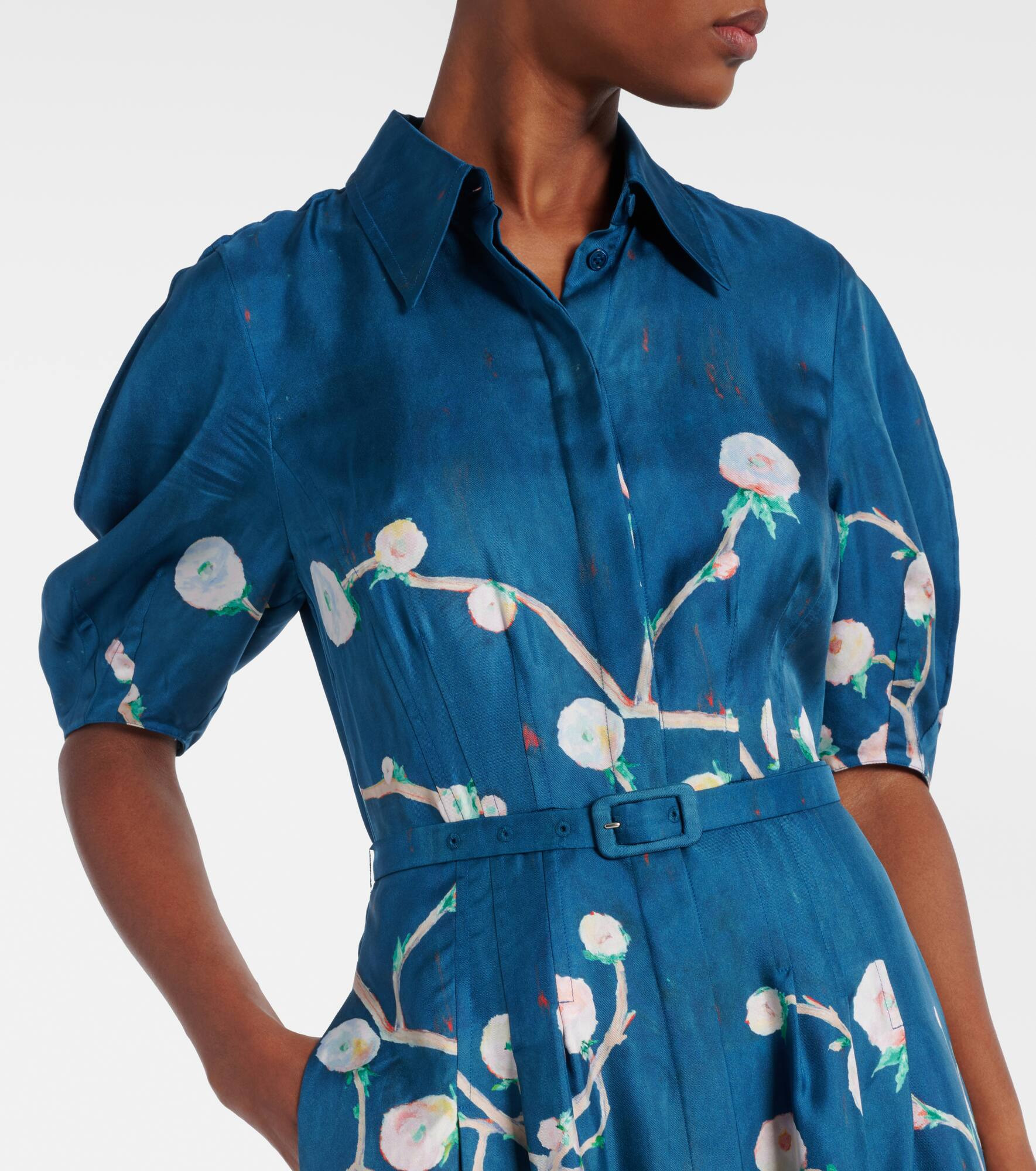 Maude floral silk shirt dress - 4