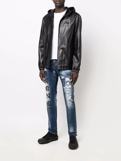 PHILIPP PLEIN Hexagon lambskin windbreaker outlook