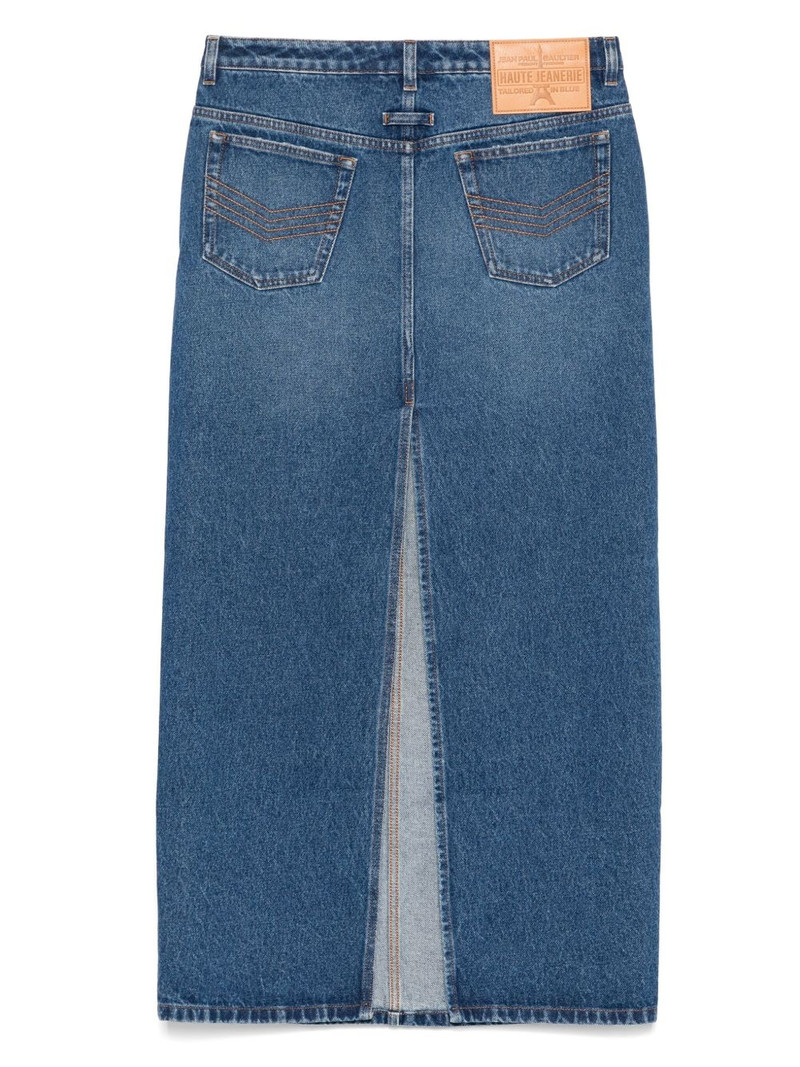 Jean Paul Gaultier asymmetric denim midi skirt outlook