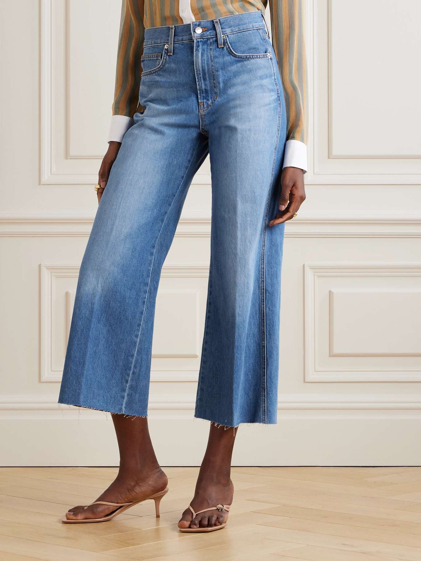 Taylor cropped frayed high-rise wide-leg jeans - 3