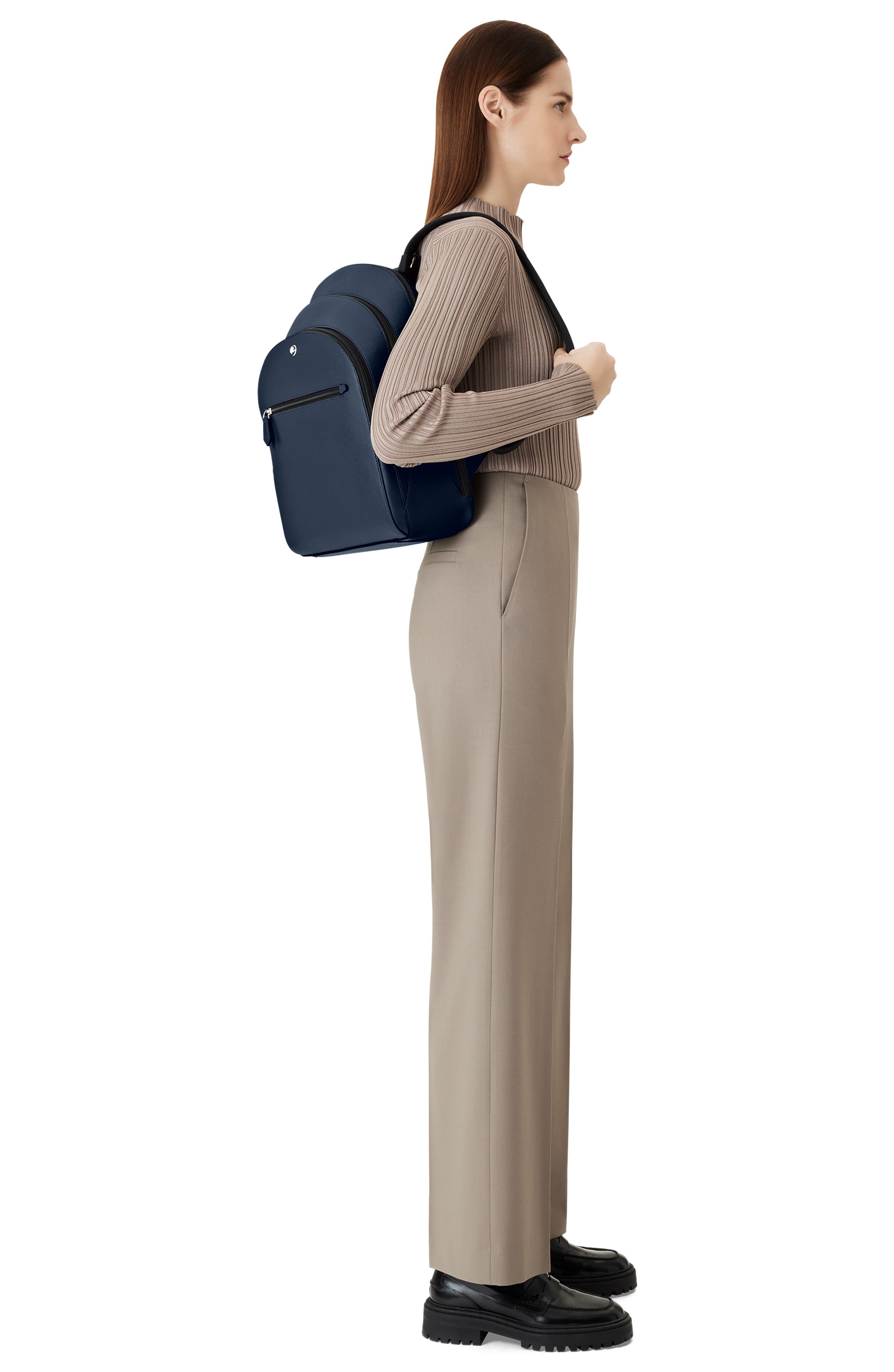 Montblanc Medium Sartorial Leather Backpack in Ink Blue at Nordstrom - 7