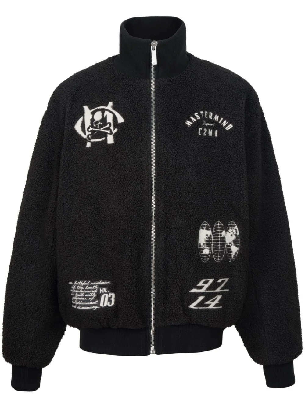 logo-print textured jacket - 1