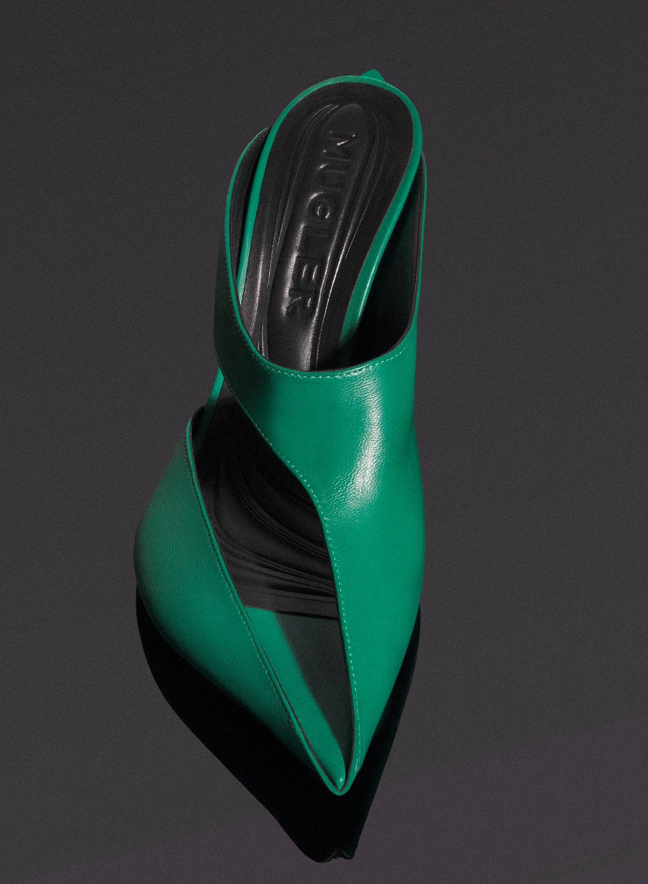 jade green leather fang 95 cut-out mule - 4