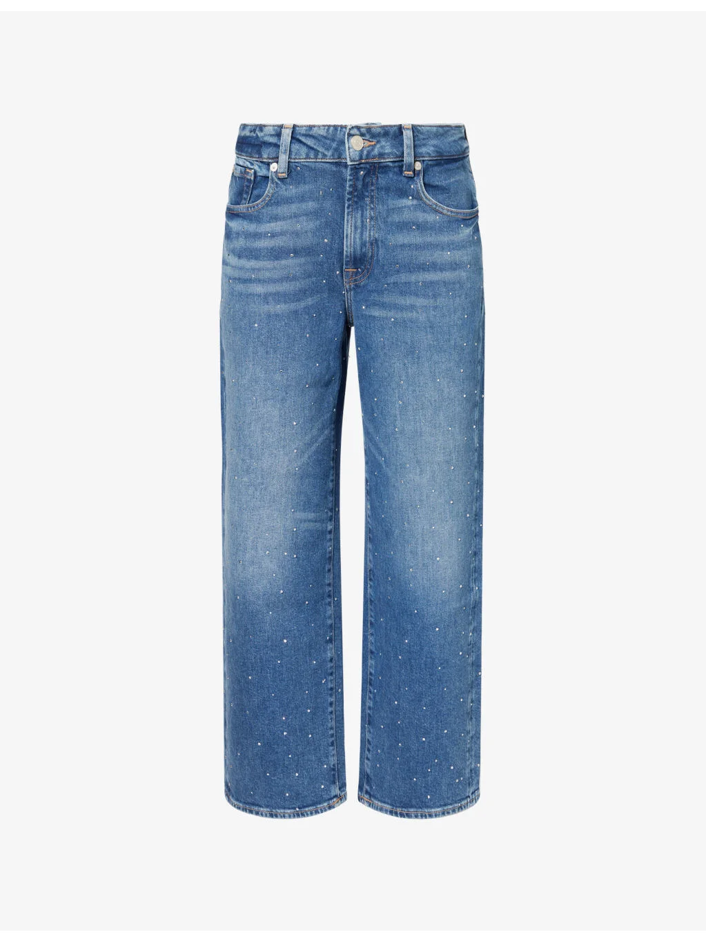 Stovepipe Crystal-Embellished Denim Jeans - 1