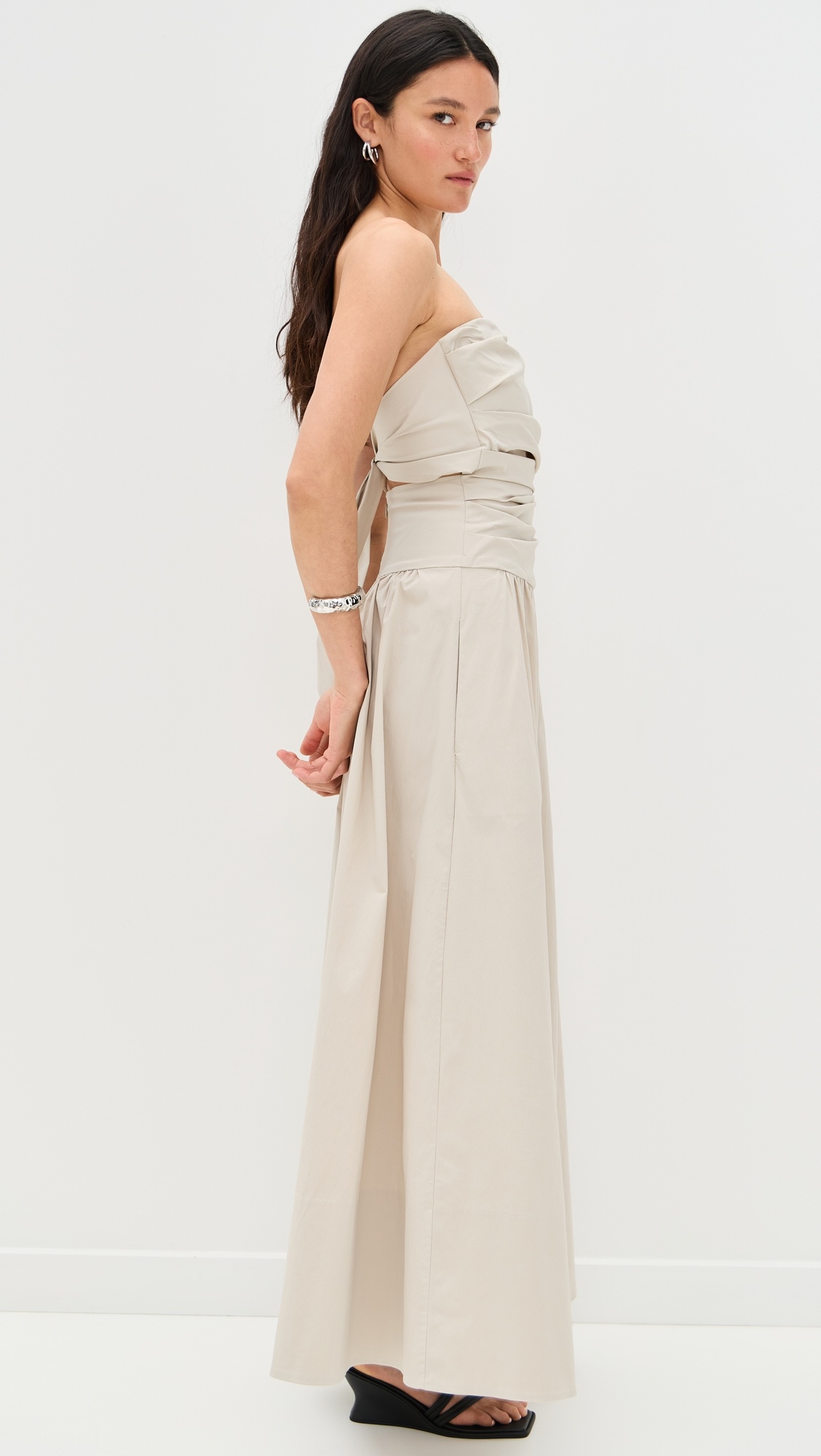 Gathered Strapless Tie Back Dress - 3