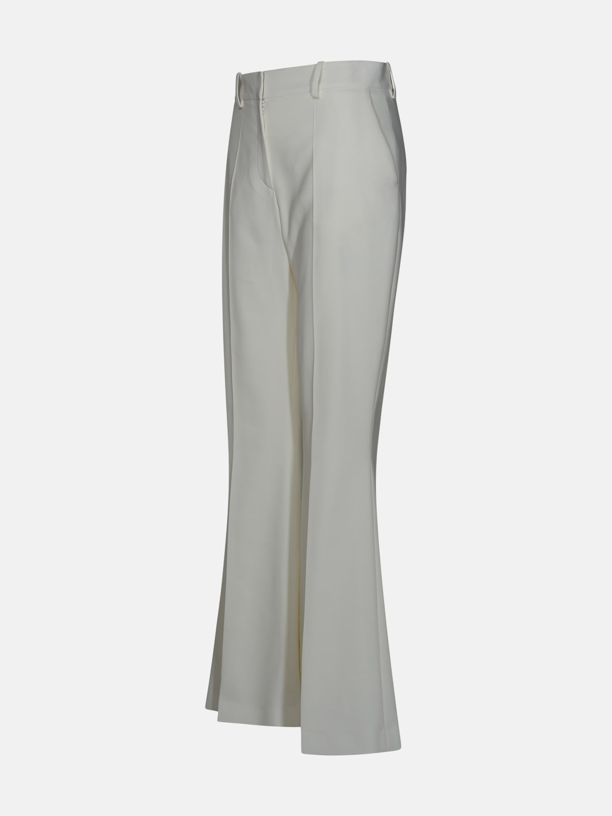 WHITE VISCOSE BLEND TROUSERS - 2