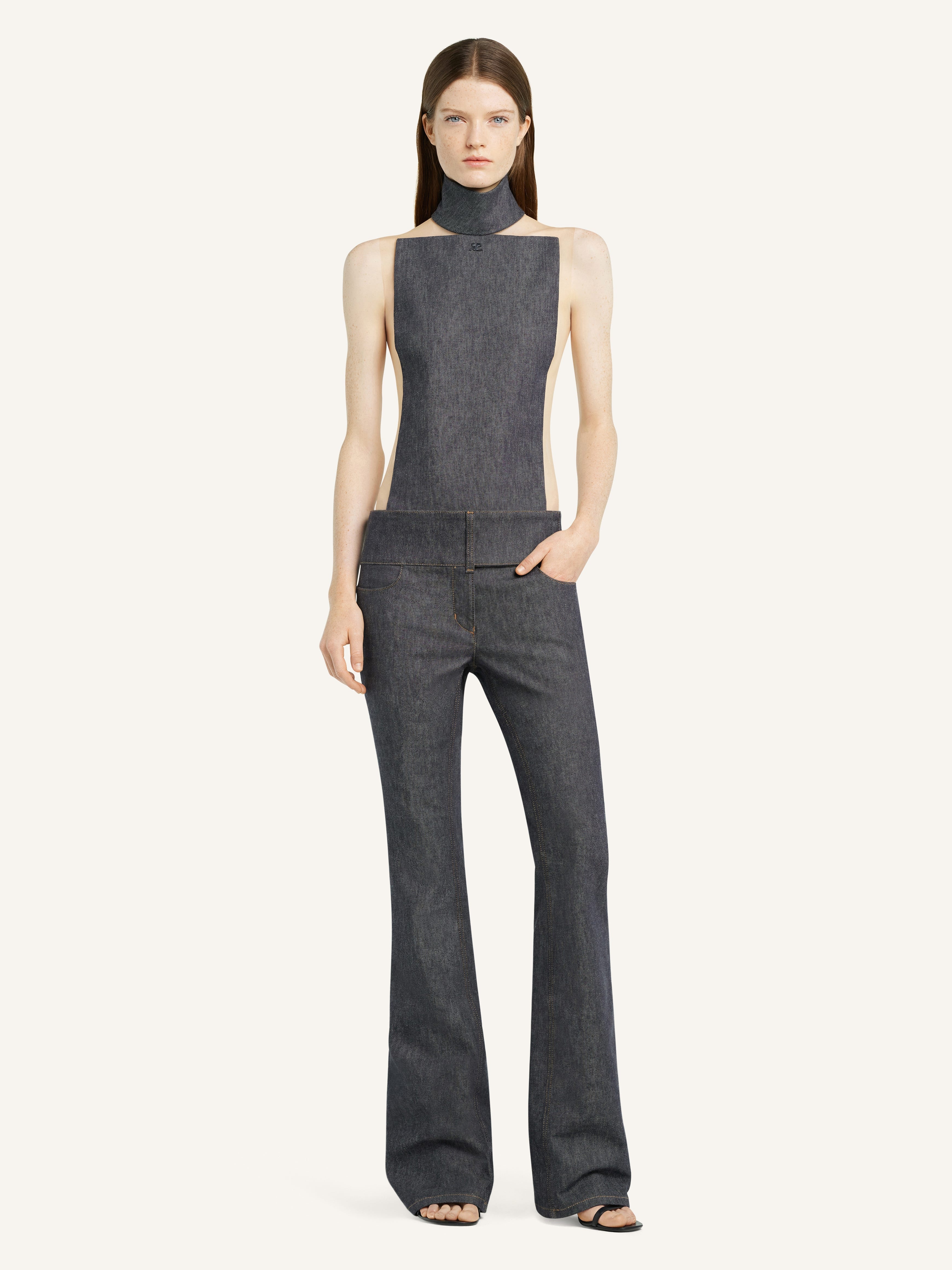 ILLUSION MOCKNECK DENIM BODYSUIT - 2