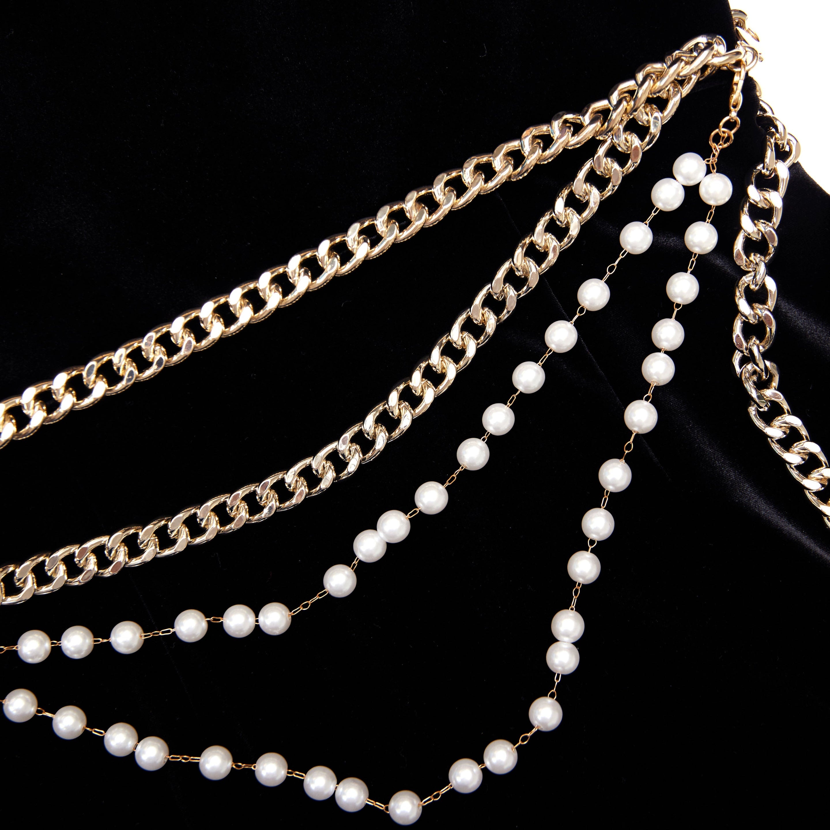 Black Velvet Chain Belt Maxi Dress - 5
