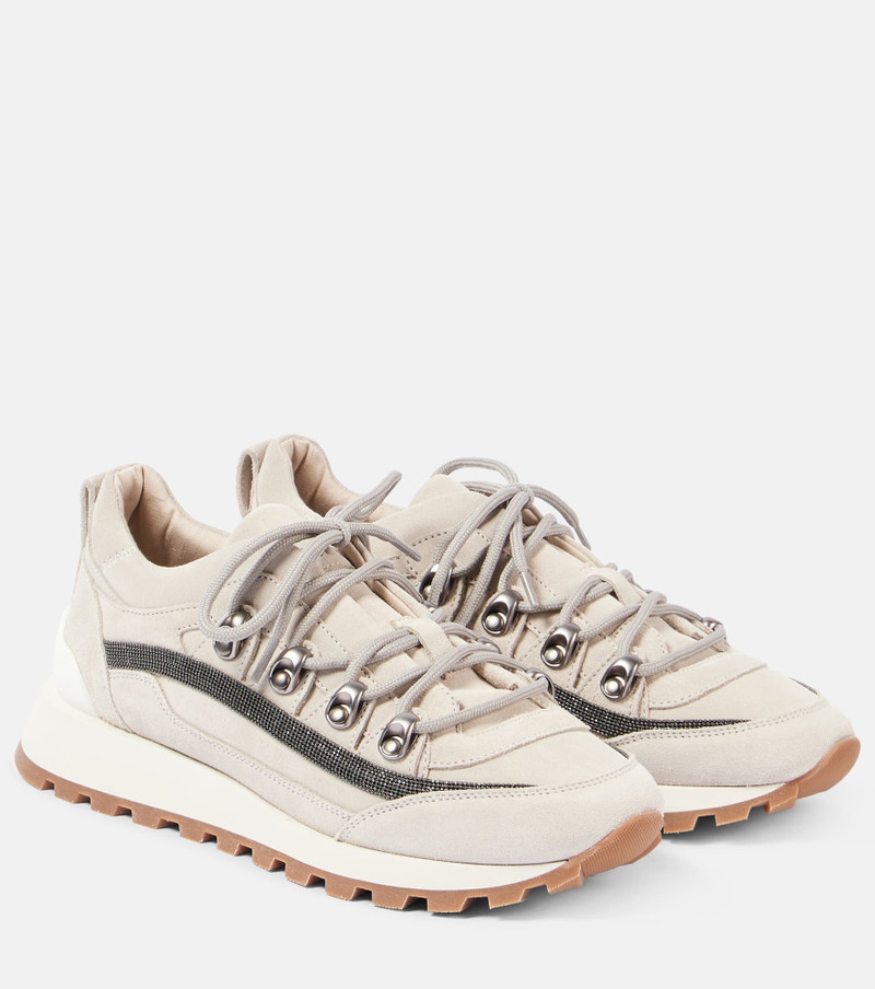Monili embellished suede sneakers 1