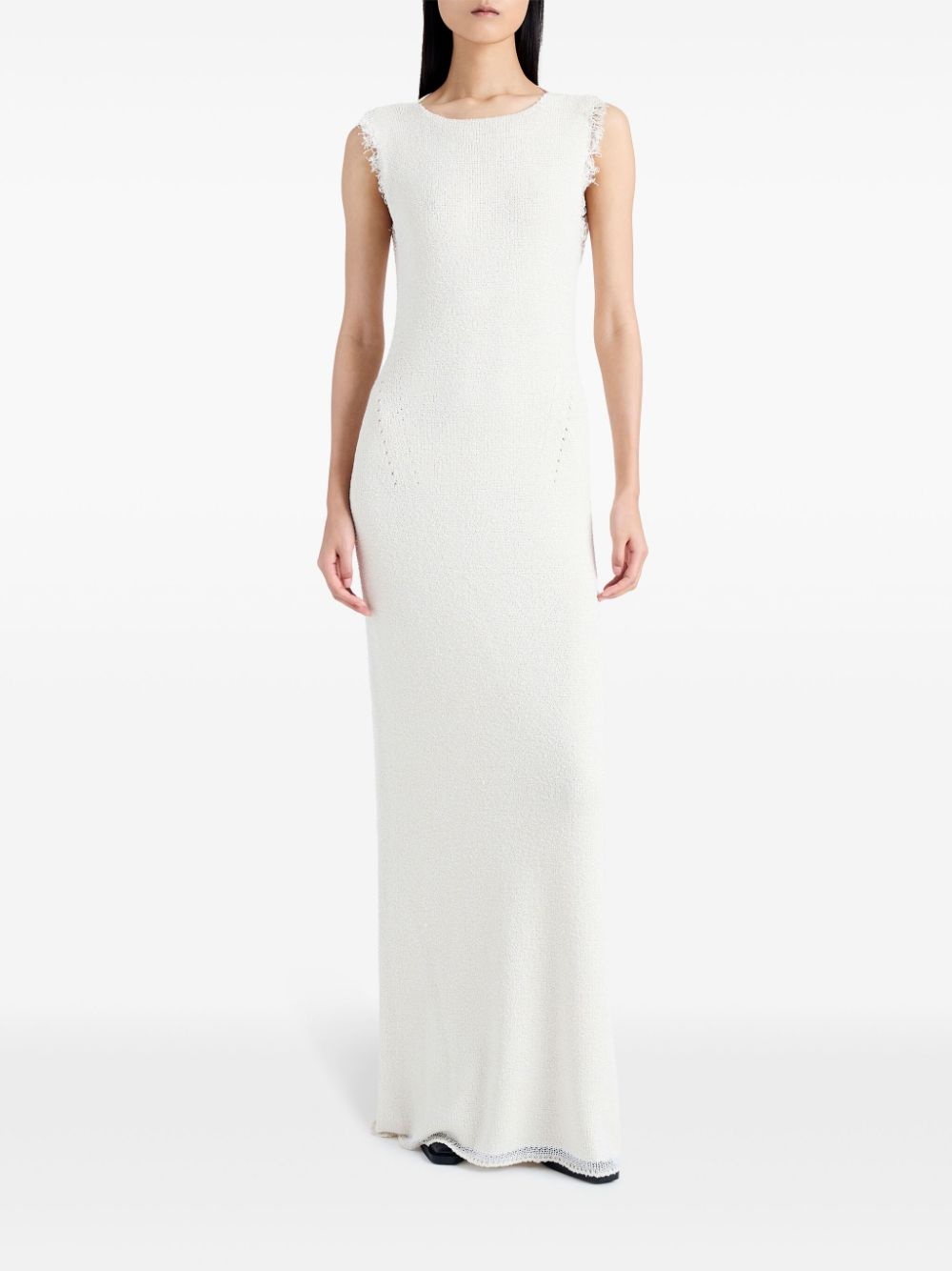 open-back bouclÃ© maxi dress - 2