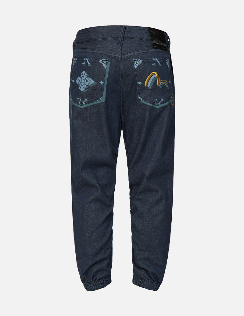 EVISU Monogram Discharge Print 3D Jogger Jeans outlook