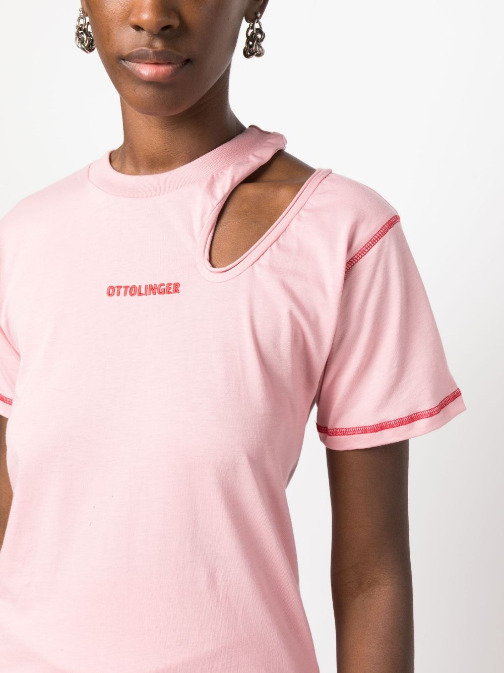 cut-out detail organic cotton T-shirt - 5