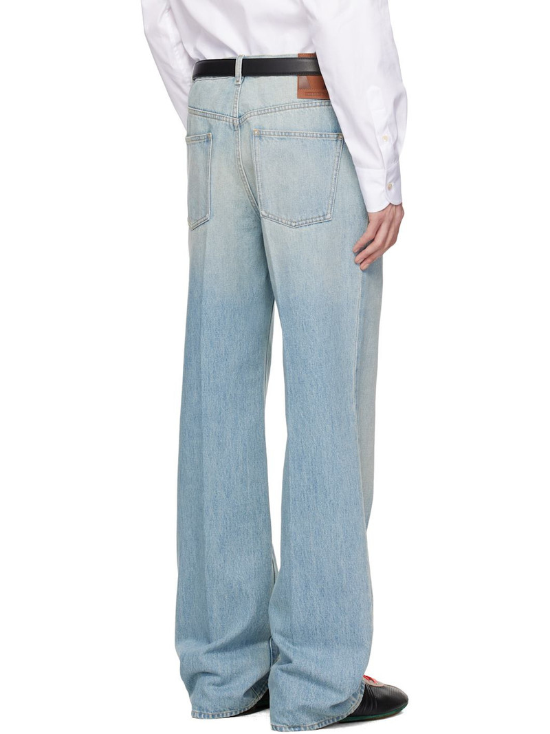 Blue Straight-Leg Creased Jeans 3
