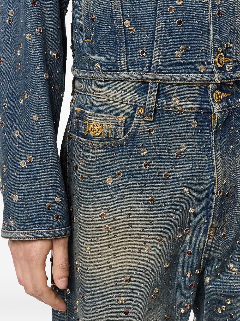 crystal-embellished jeans - 5