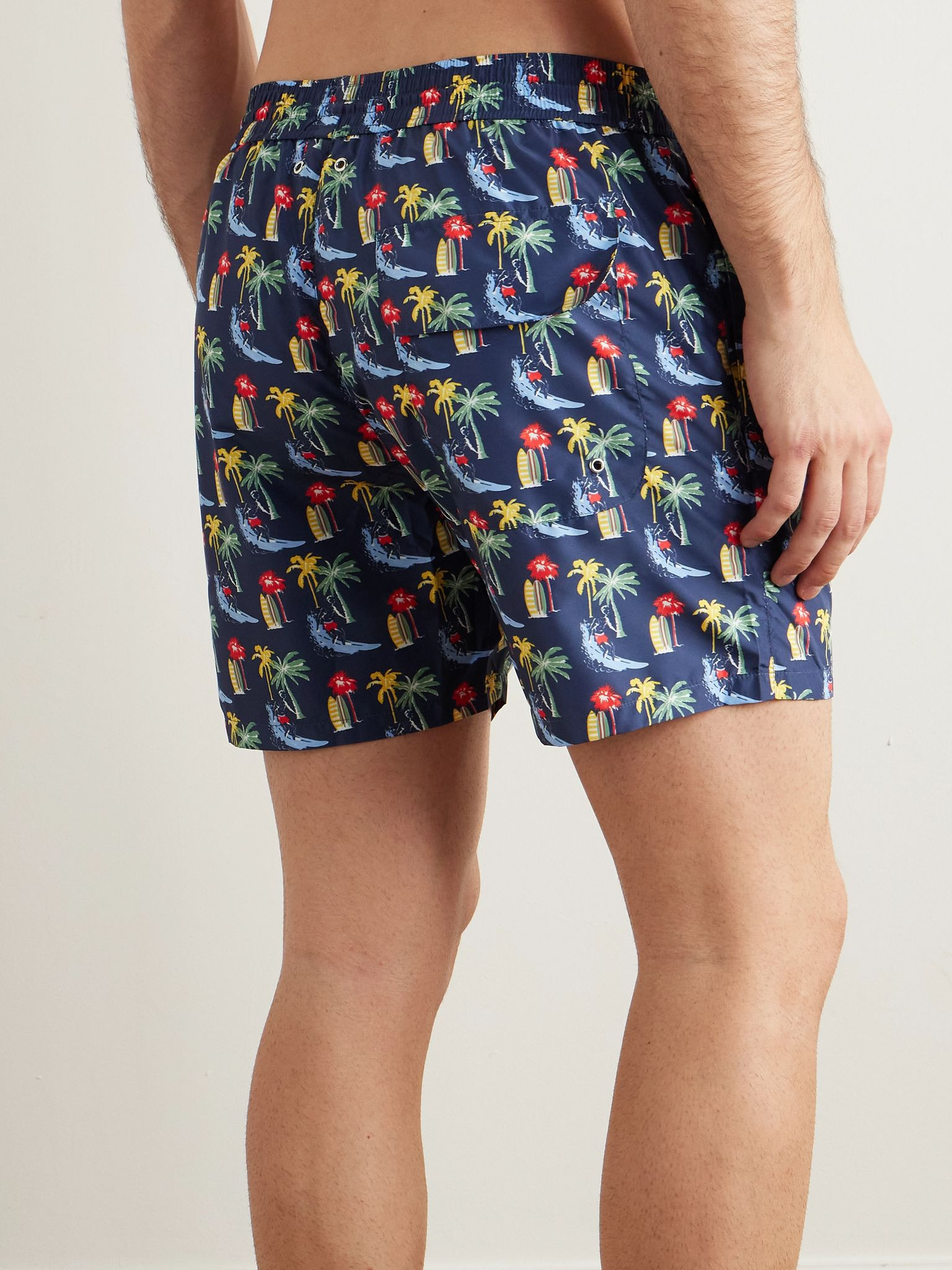 Straight-Leg Mid-Length Printed Swim Shorts Blue - 3