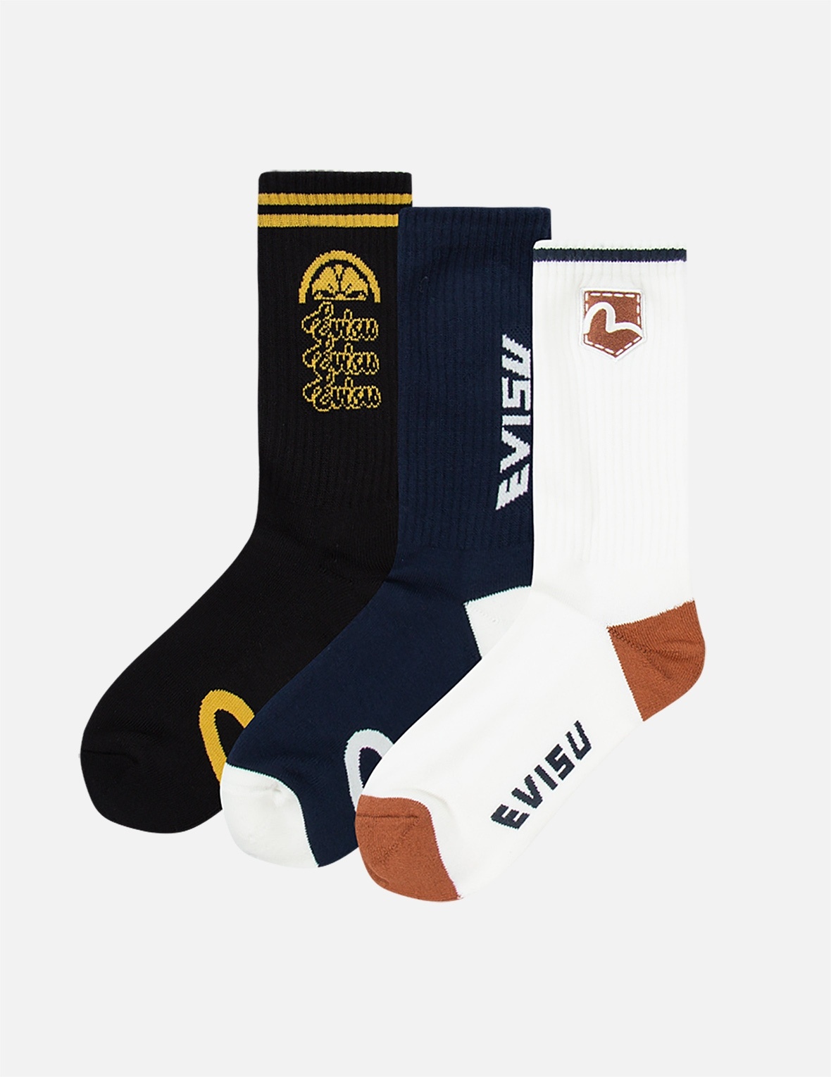 KAMON AND LOGO-TRIO JACQUARD LONG SOCKS - 1