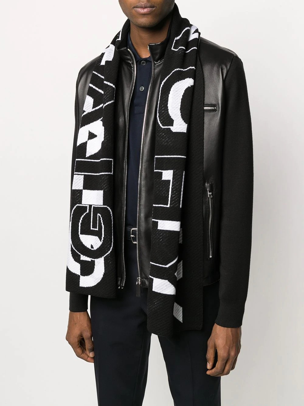 logo-print frayed-edge scarf - 2