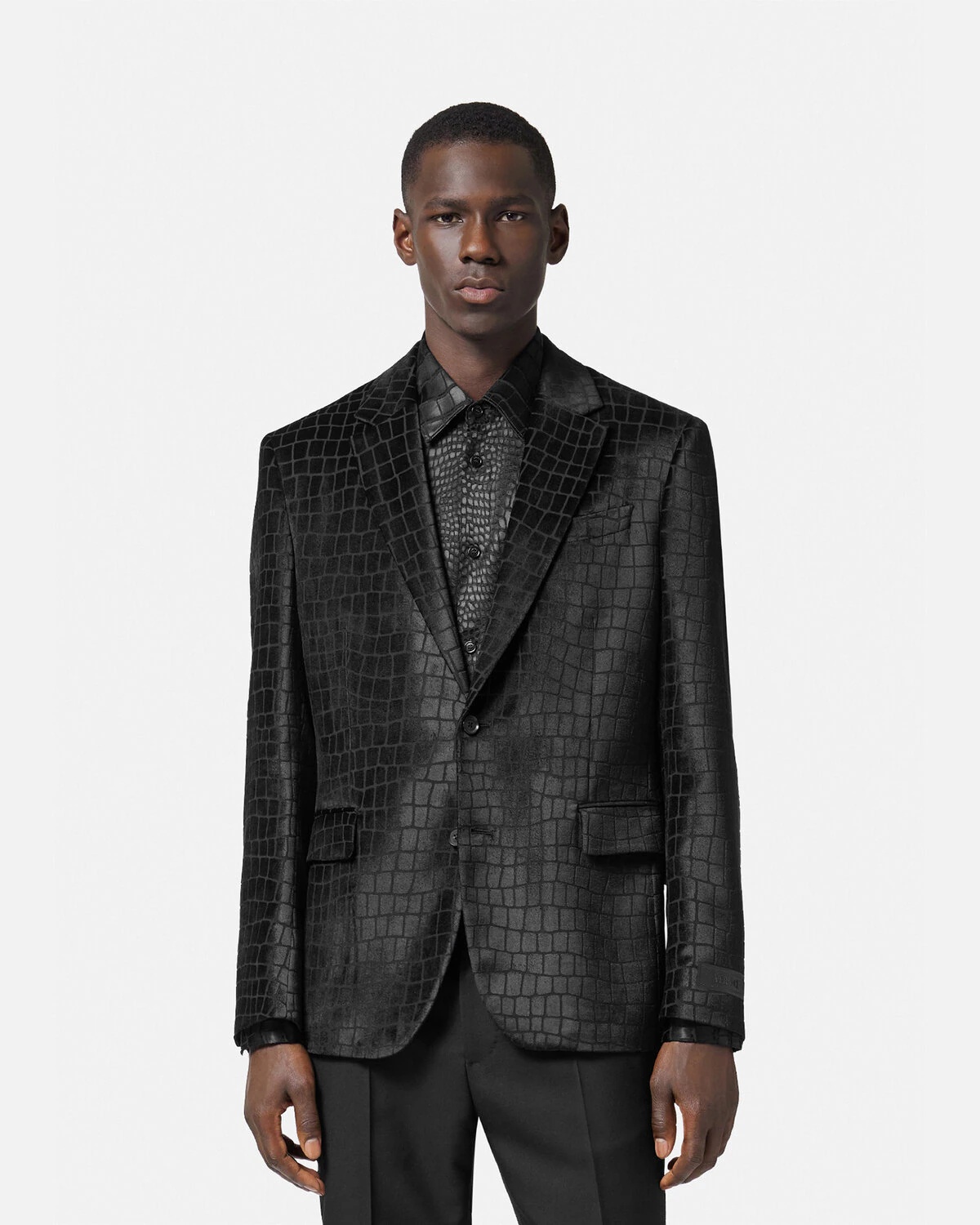 Velvet Devoré Single-Breasted Blazer - 3