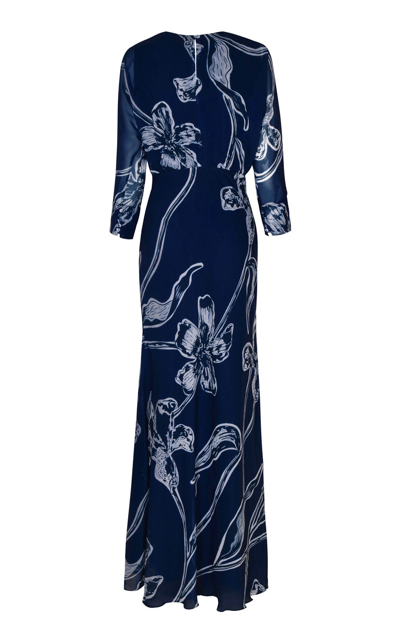 Gestos Lily-Print Chiffon Maxi Dress navy 6