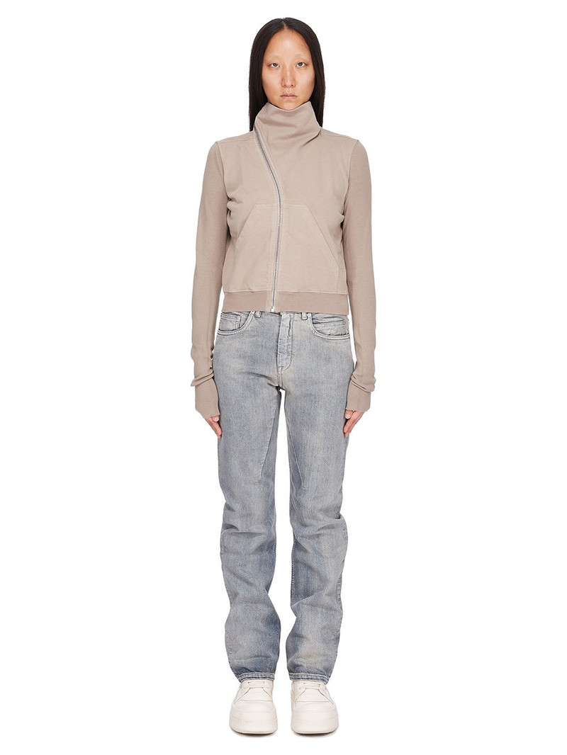 Rick Owens DRKSHDW Cotton-jersey zip-up sweatshirt Beige outlook