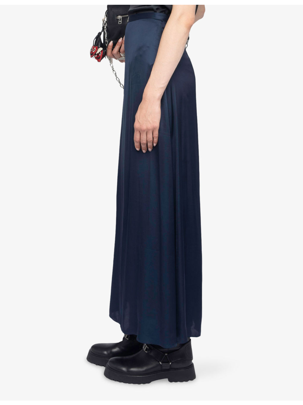 Jimeno Brand-Plaque Satin Maxi Skirt - 3