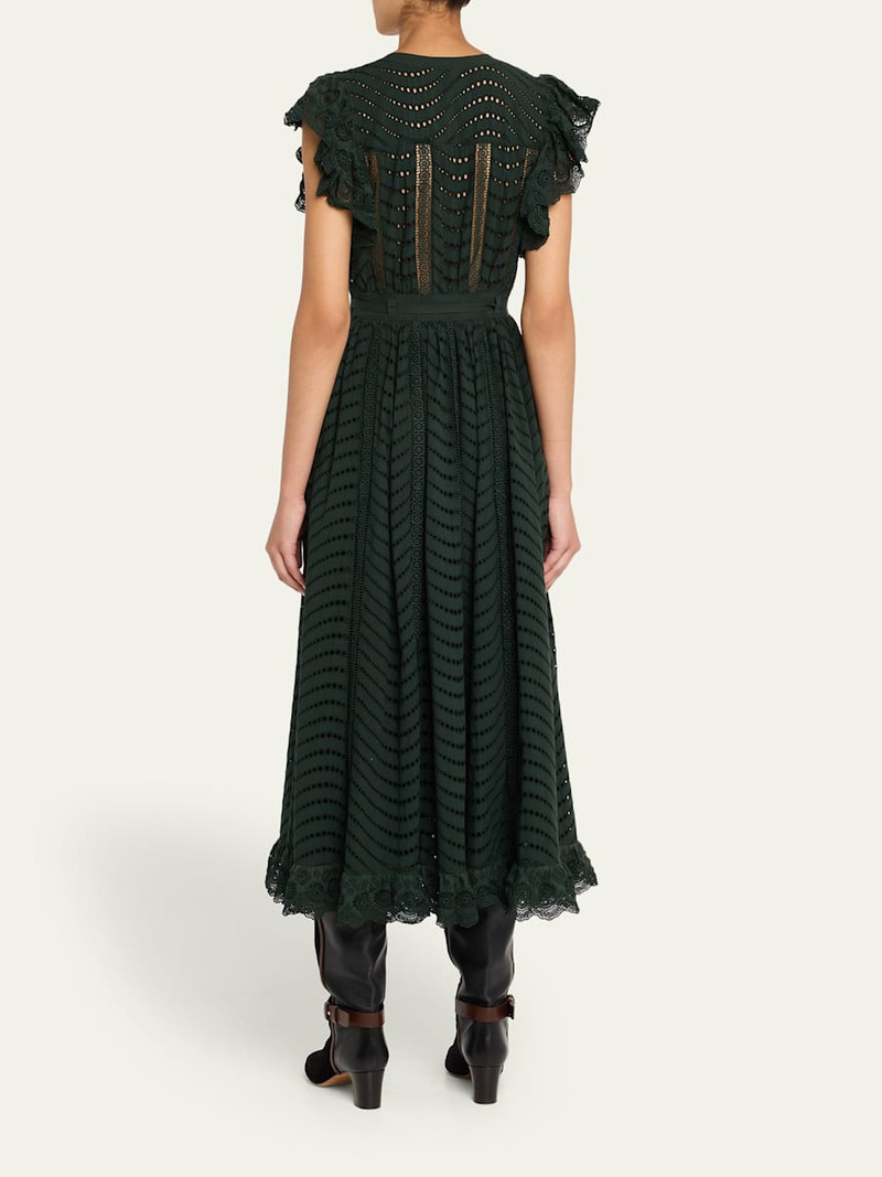 Olga Eyelet Flutter-Sleeve Midi Dress 3