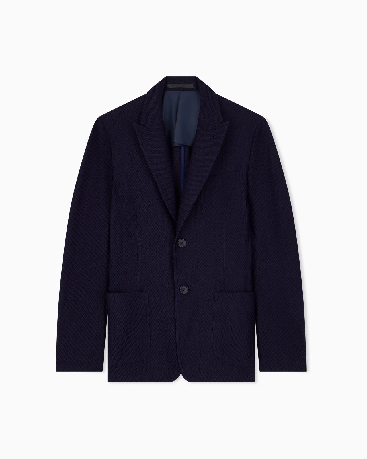 SINGLE-BREASTED JACKET IN TECHNICAL WAFFLE FABRIC - 1