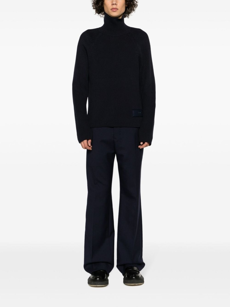 AMI Paris logo-patch ribbed-knit jumper outlook