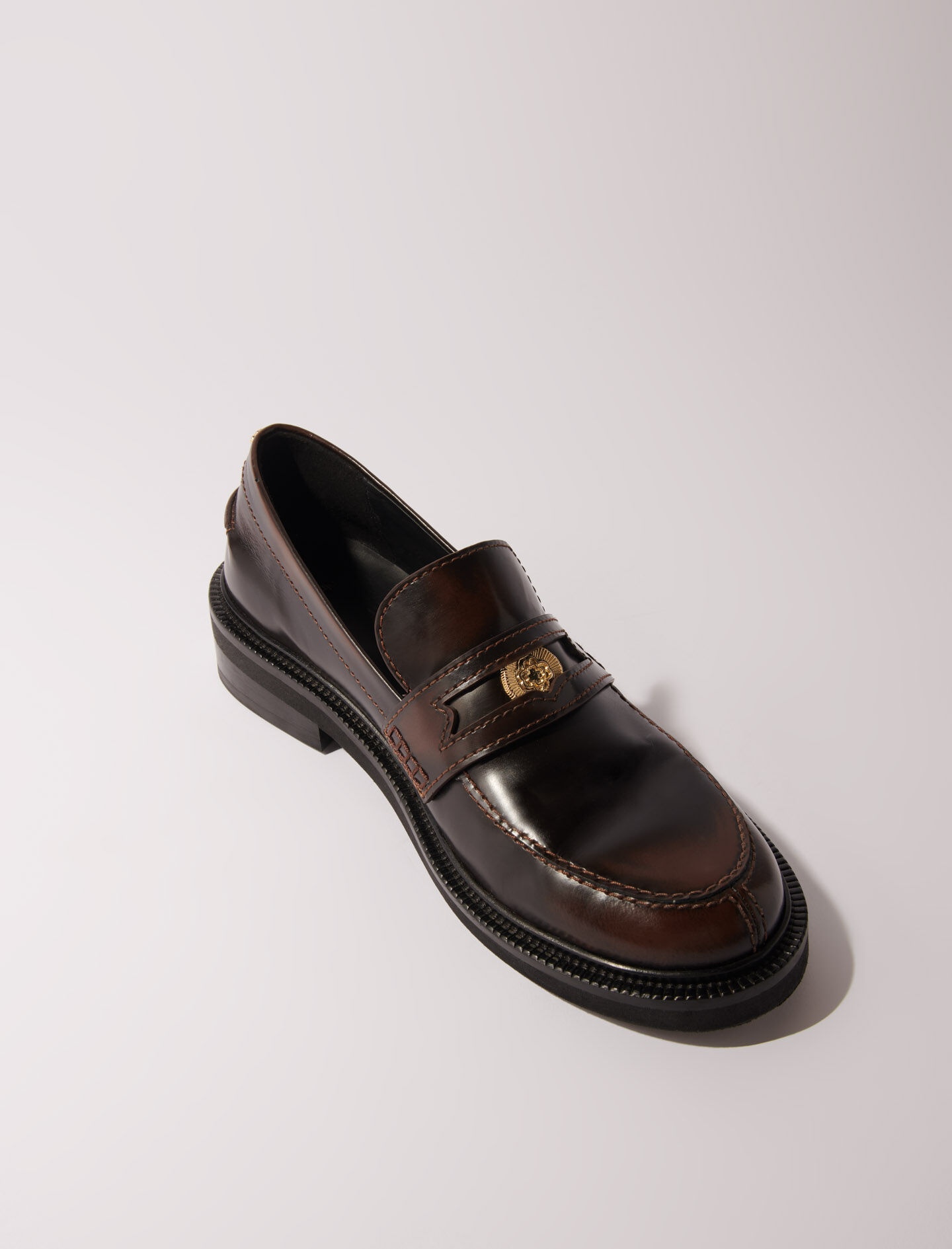 Brushed leather loafers - 3