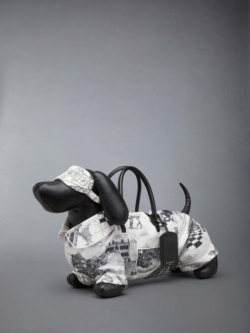 Thom Browne PAJAMA HECTOR BAG IN SILK TWILL AND PEBBLE GRAIN LEATHER outlook