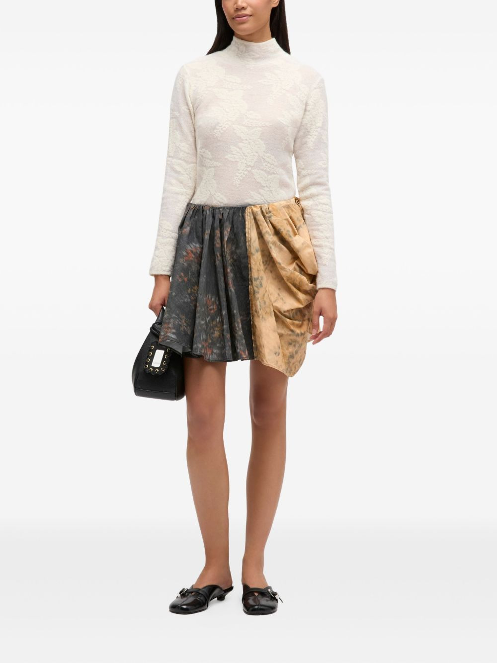 printed draped mini skirt - 2