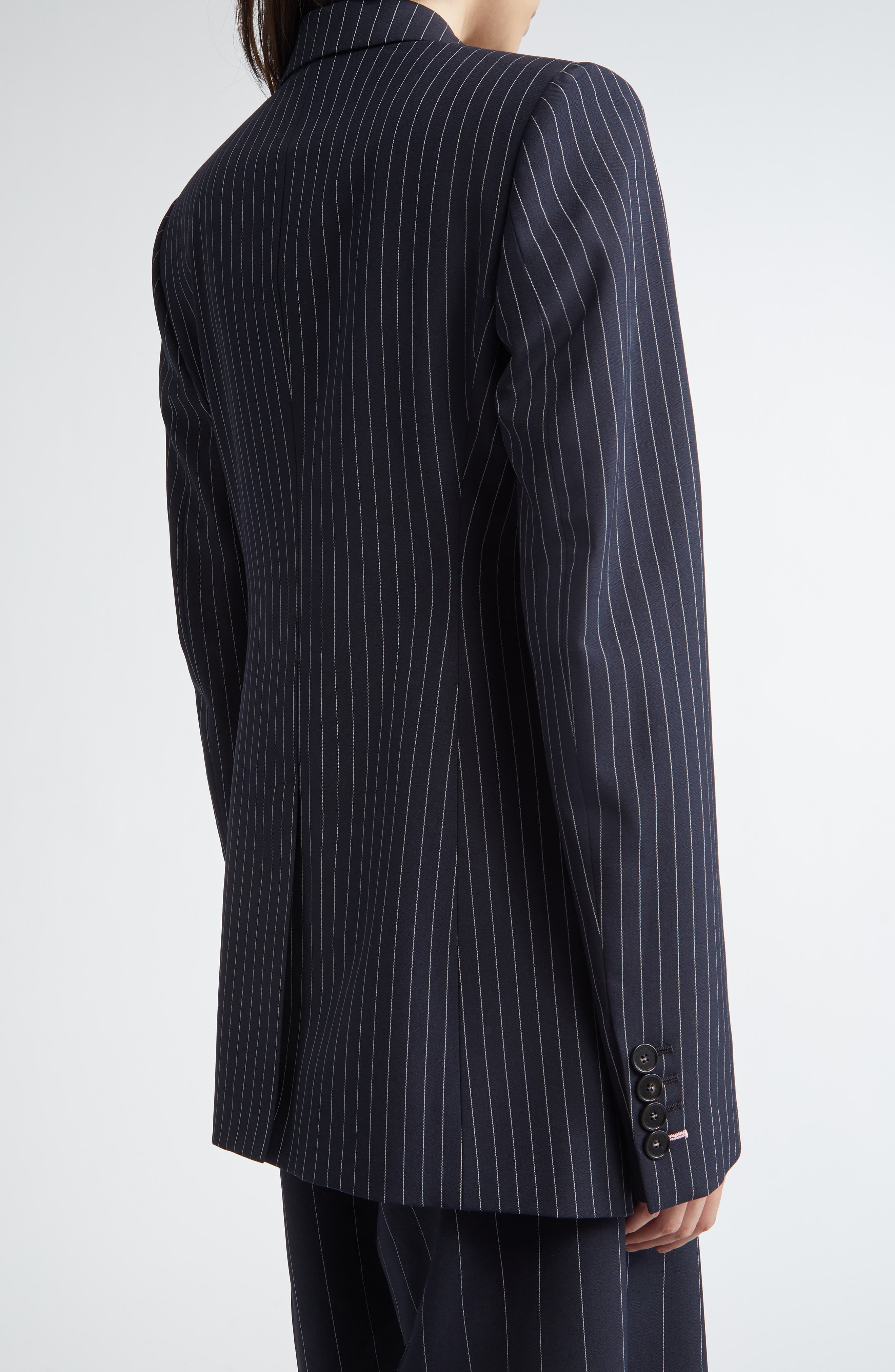 Stella McCartney Pinstripe Wool One-Button Blazer in Ink at Nordstrom - 3