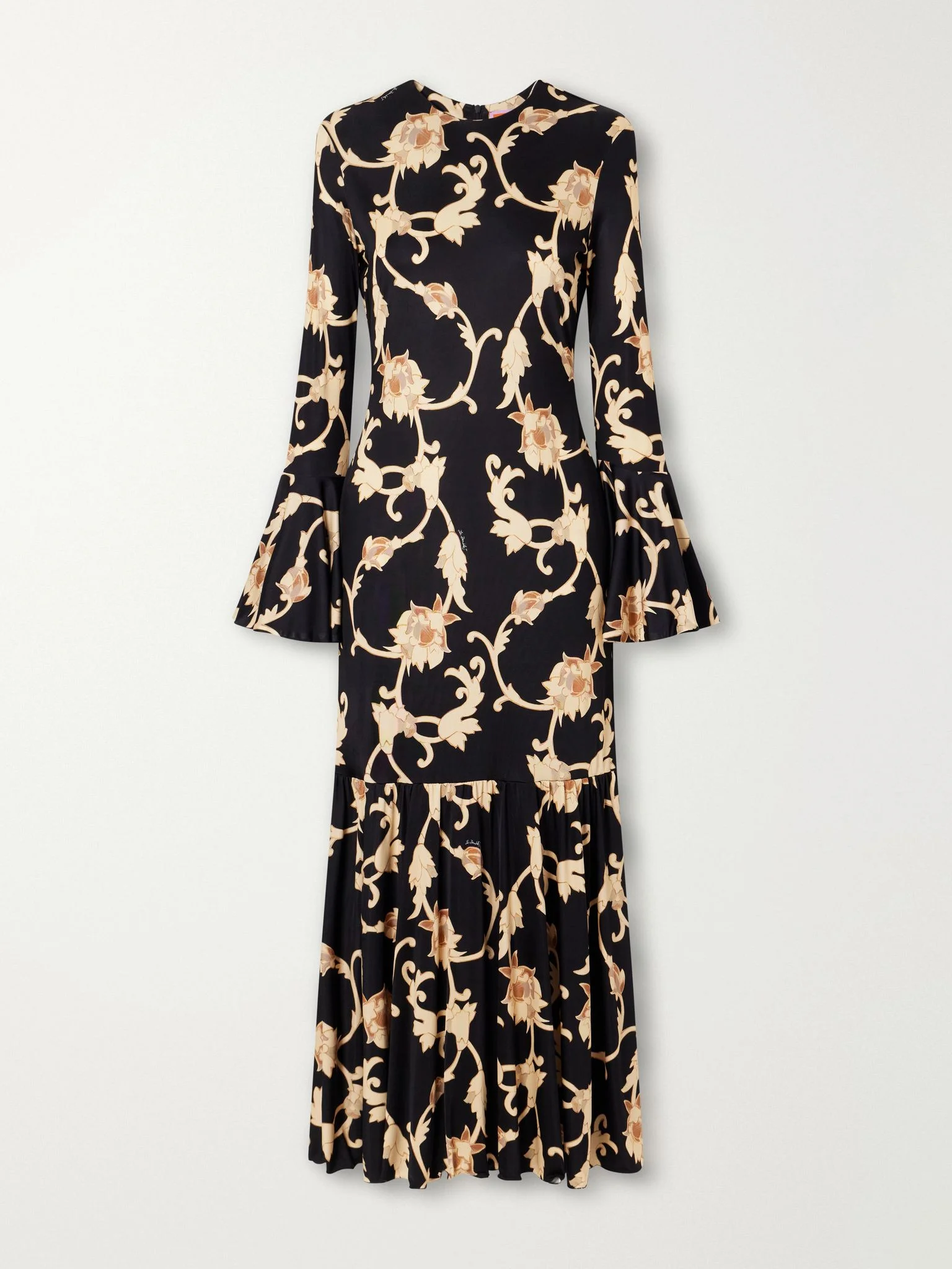 Alba gathered floral-print stretch-jersey maxi dress Black - 1