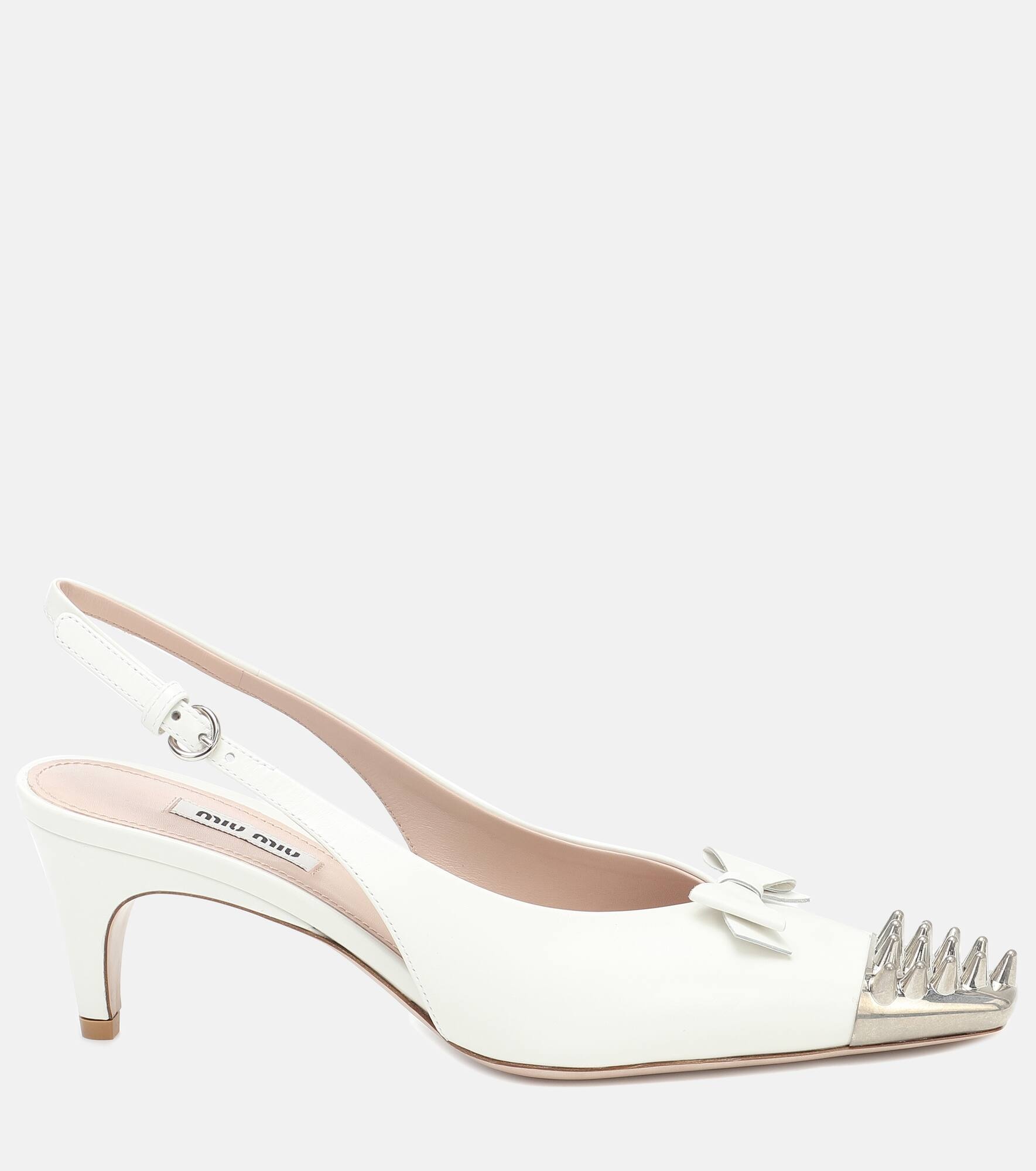 Slingback studded leather pumps - 5