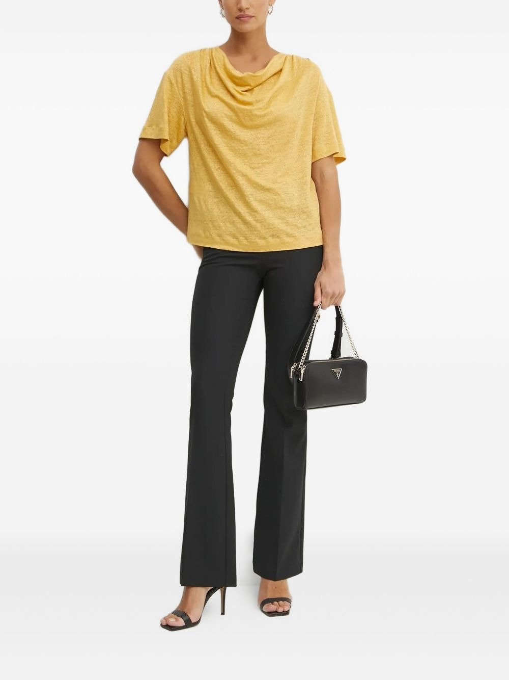 cowl-neck short-sleeve blouse - 3