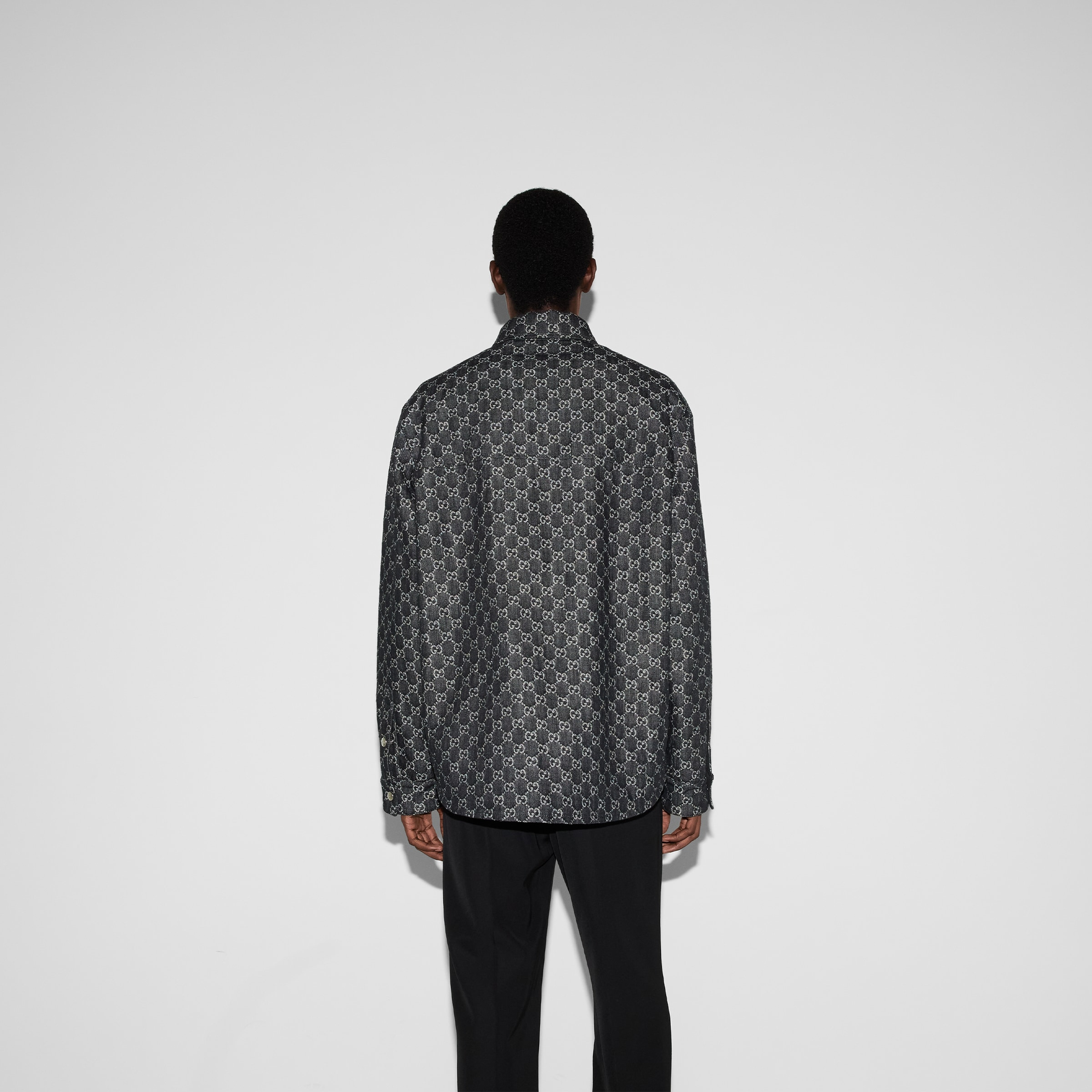 Reversible wool and GG denim shirt - 4