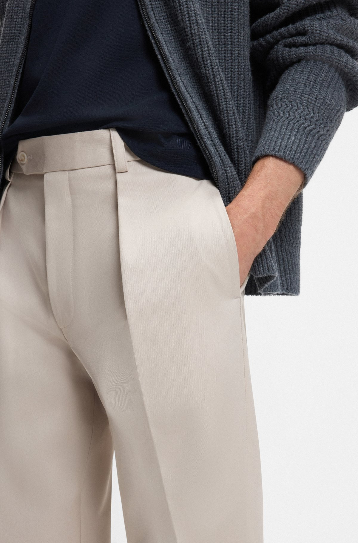 BECKHAM X BOSS MICRO-PATTERNED TROUSERS IN COTTON - 5