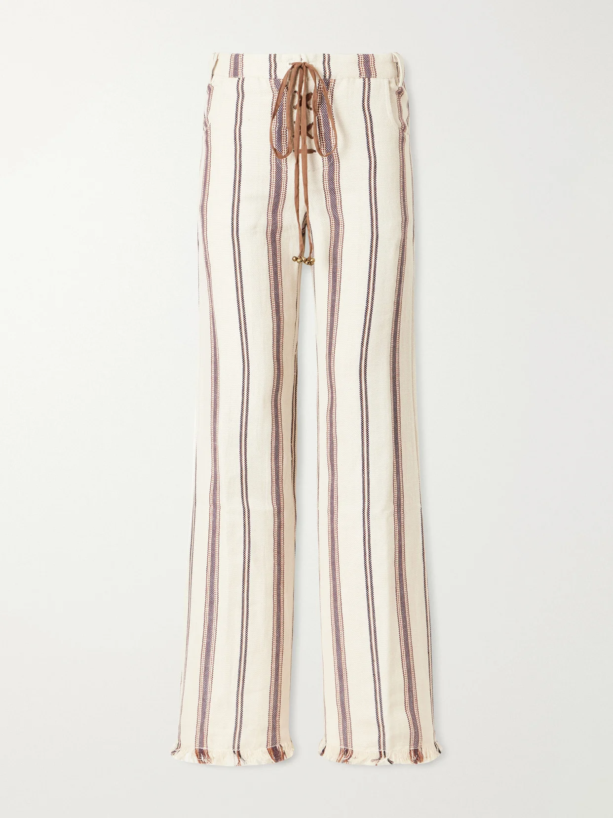 Cooper Striped Cotton And Linen-blend Wide-leg Pants - 1