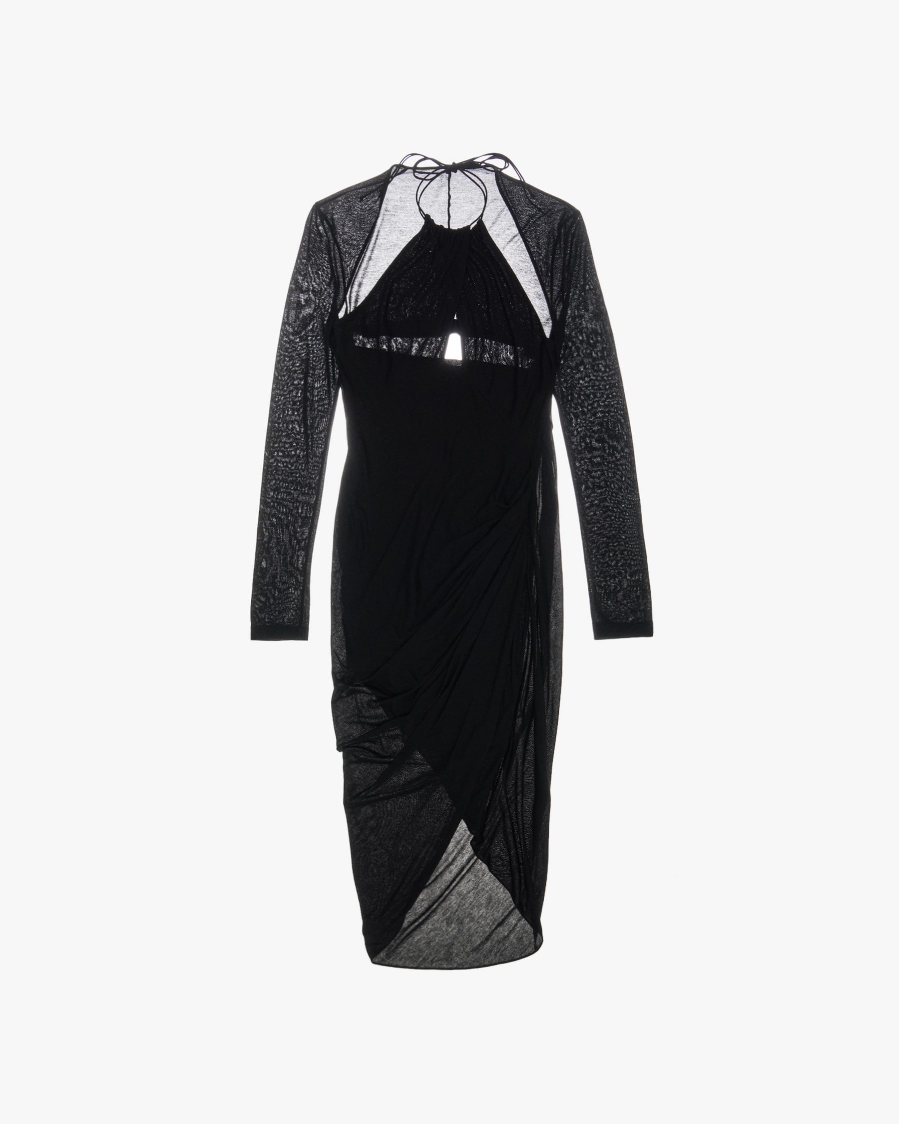 LONG-SLEEVE HALTER DRESS - 1
