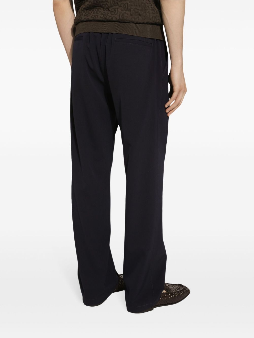drawstring-waist stretch-wool trousers - 4