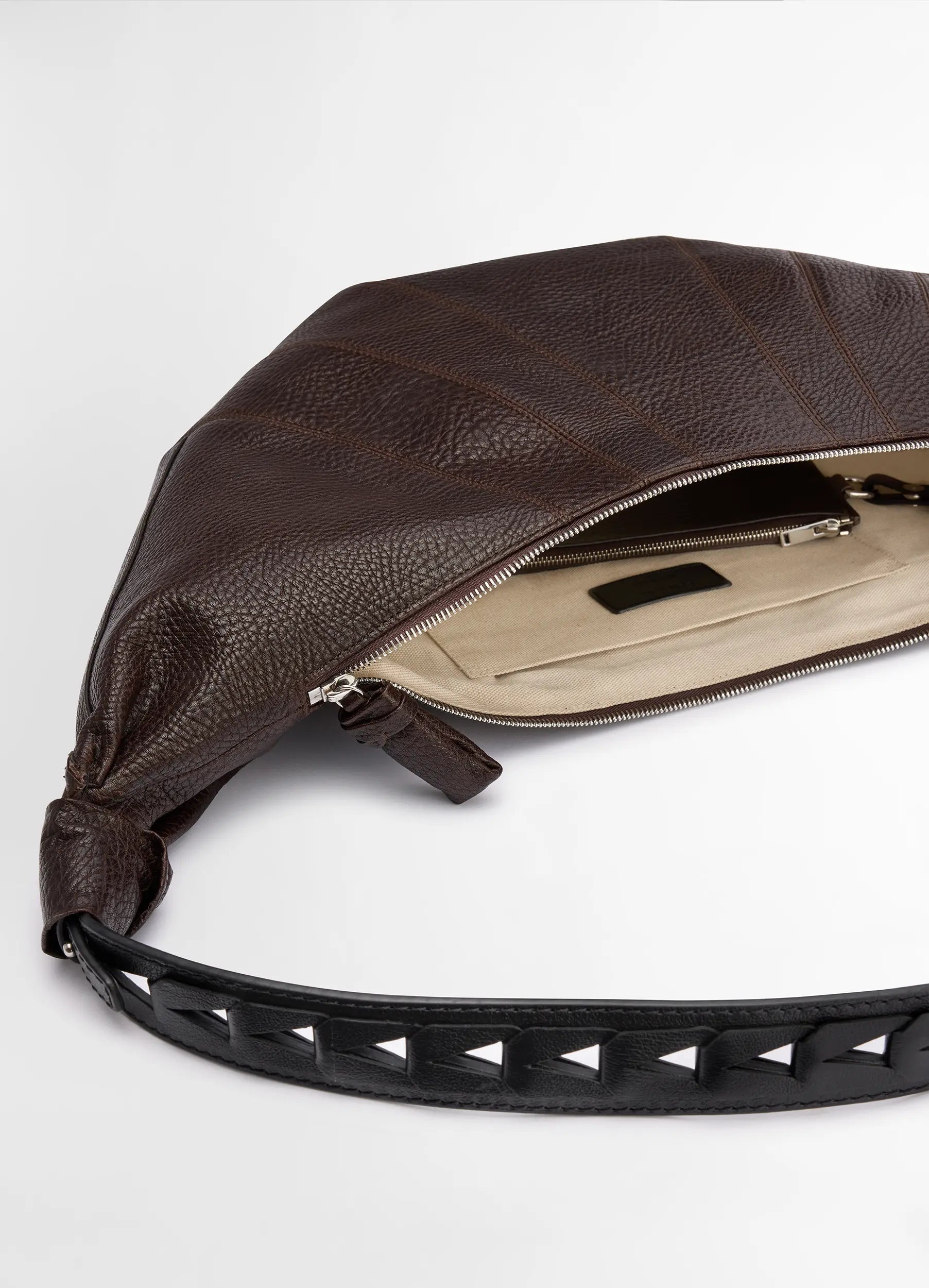 WOVEN CHEVRON LARGE CROISSANT BAG - 7