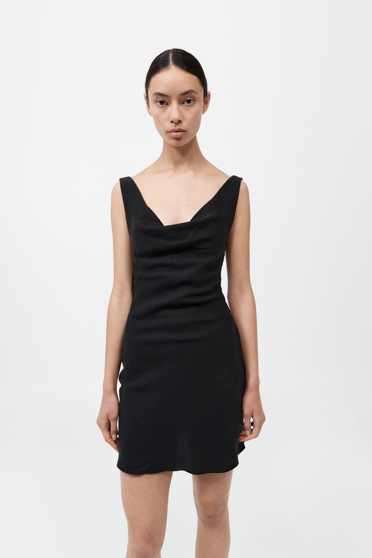 Double Drape Mini Dress - Black - 2