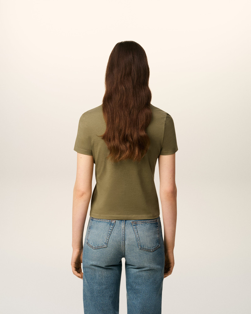 GREEN COTTON CROPPED AMI DE COEUR T-SHIRT 5
