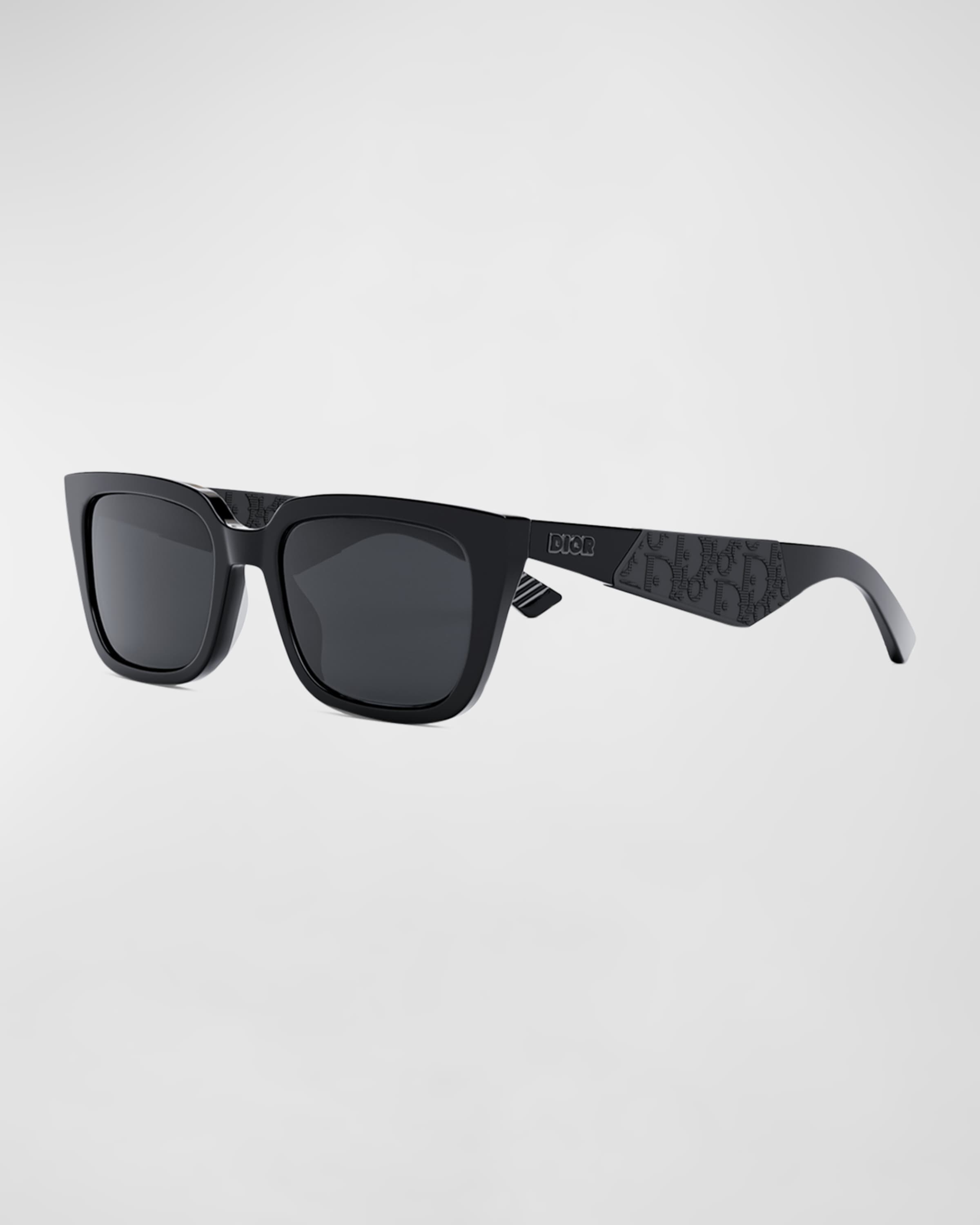 Men's Rubber Logo Square Acetate Sunglasses - 1
