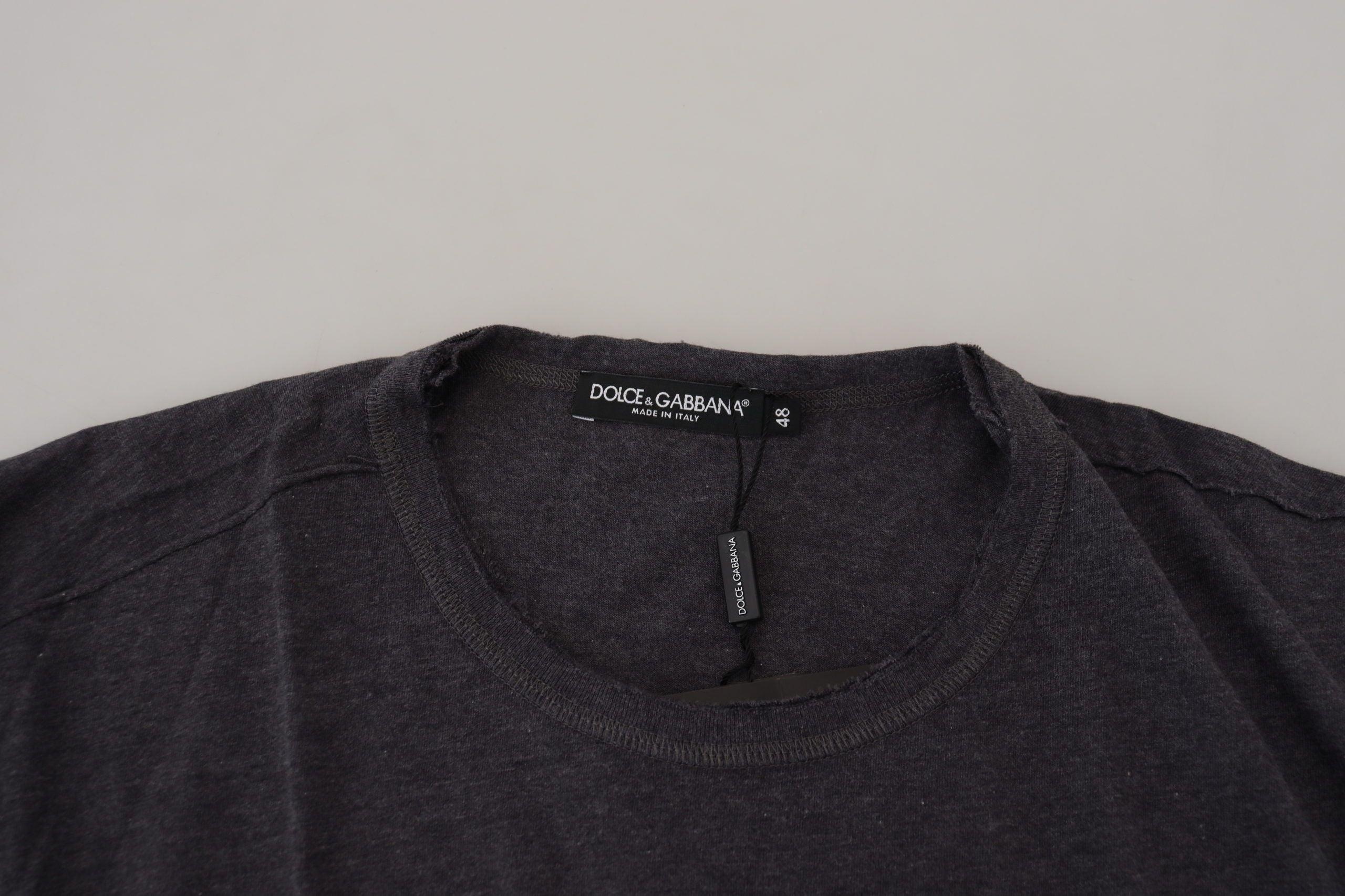 Dolce & Gabbana Gray Crewneck Cotton Short Sleeve  T-shirt - 4
