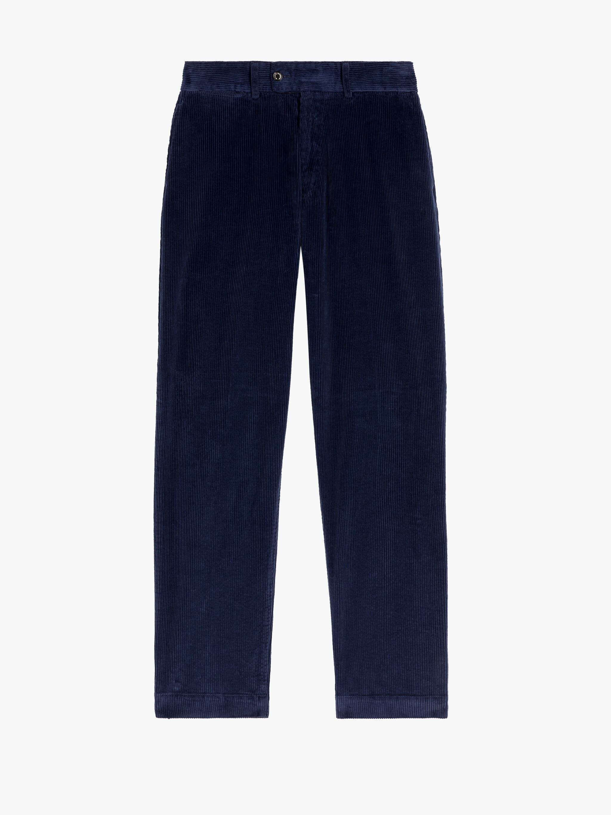 NAVY CORDUROY COTTON CHINO TROUSERS - 1