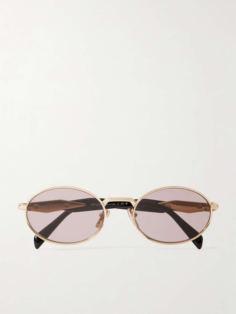 Oval-frame acetate and gold-tone sunglasses Gold 1