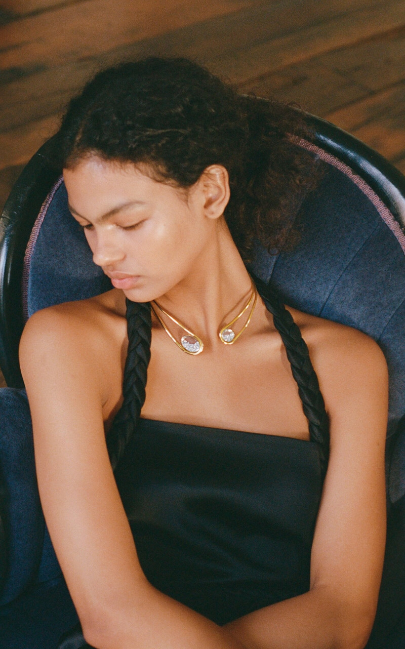 BEVZA Kosa Rope-Detailed Satin Maxi Halter Dress black outlook