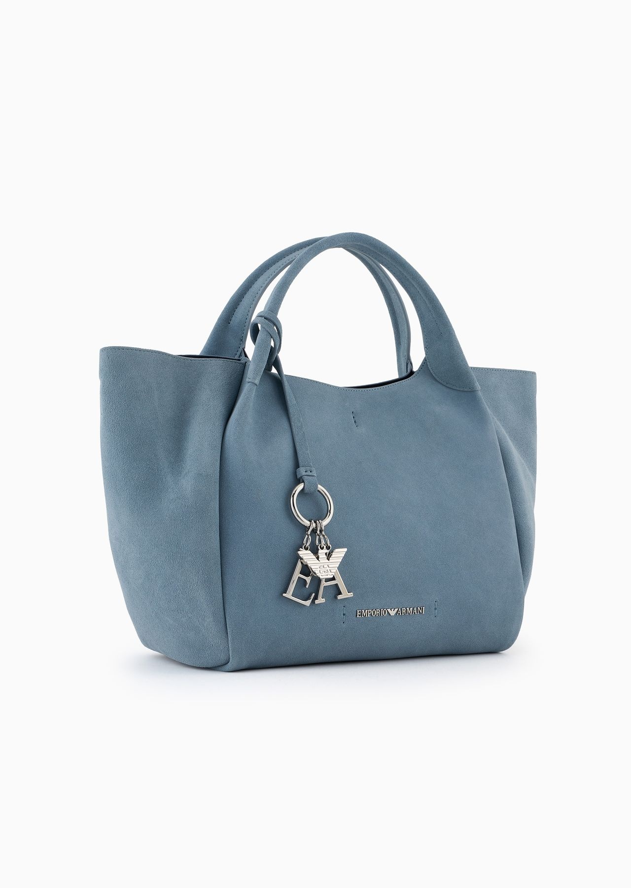 Split cowhide shopper bag with logo charm - 2